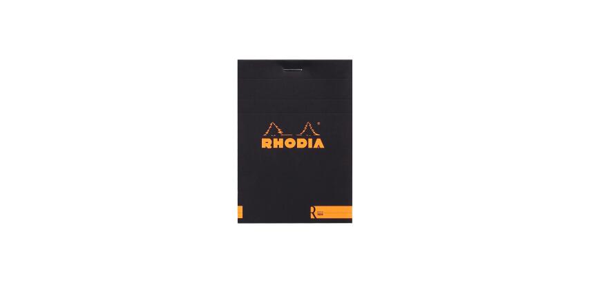 Bloc agrafé le R N°12 8,5x12 cm 70 feuilles unies 90 g. - Noir