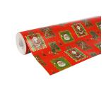 Papier cadeau Alliance, largeur 70 cm - Rouleau de 50 m, PèreNoël mosaïc - Rouge