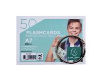 Paquet de 50 Flashcards sous film + anneau - bristol ligné perforé - format A7 - Couleurs assorties