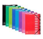Exacompta Iderama trieur, 12 compartiments, avec des élastiques, couleurs assorties