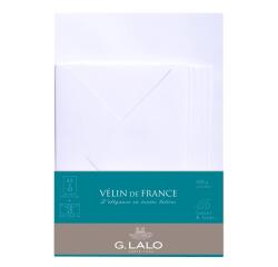 Ensemble Vélin de France 10 feuilles A5 et 5 enveloppes C6 - Blanc