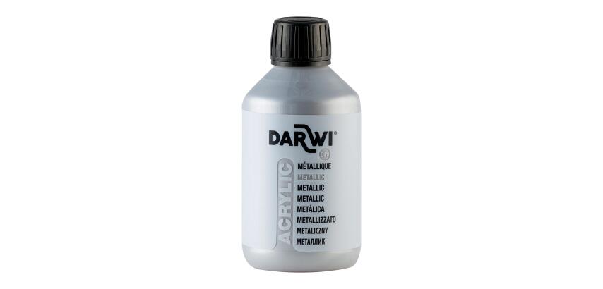 Darwi Flacon de 250 ml de Peinture Acrylique Universelle Métallique - Argent