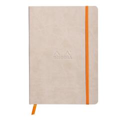 Rhodiarama softcover notitieboek A5, 80 blad gestippeld ivoorkleurig papier van 90g, sluiting met elastiek - Beige