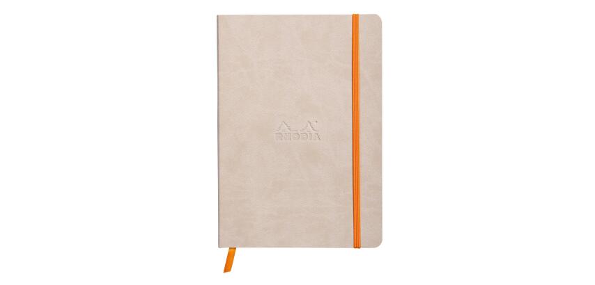 Rhodiarama carnet souple A5 160 pages dot papier ivoire 90g fermeture élastique - Beige