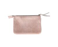 PLUME Petite Pochette 2 compartiments en Daim irisé 13x9cm - Cuivre