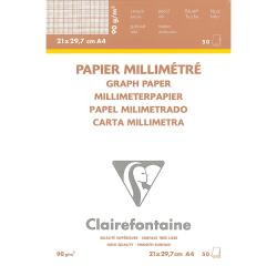 Vélin Millimétré bloc collé 50F A4 90g