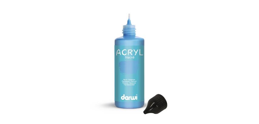 Darwi Flacon de 80 ml de Peinture Acrylique Universelle Nacrée - Bleu nacré