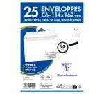 Paquet de 25 Enveloppes Blanches C6-114x162mm - Auto-Adhésives - 90g/m2 - Blanc
