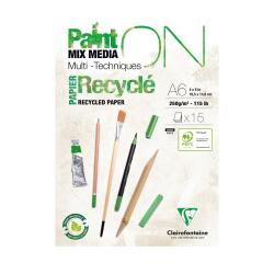 Bloc Paint'On encollé recyclé A6 15 feuilles 250g