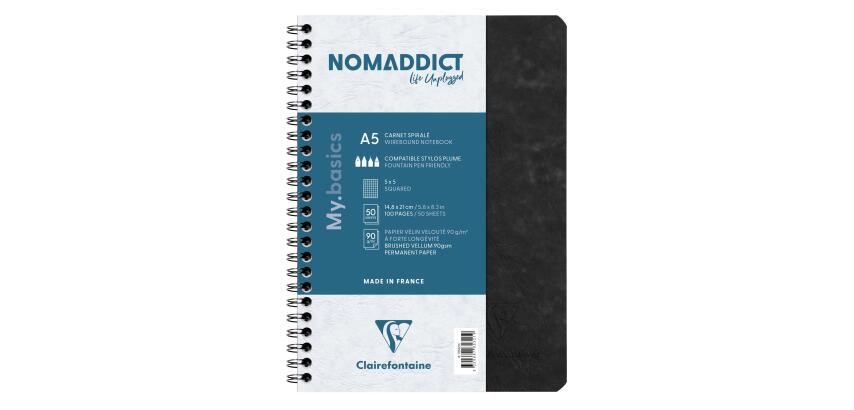 Cahier reliure intégrale Age Bag A5 100 pages petits carreaux - Noir