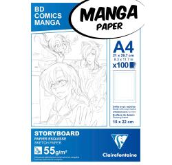 Blok Manga Storyboard 100 blad 55g A4 (21x29,7cm) eenvoudig raster