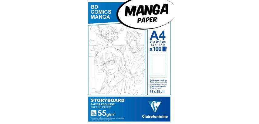 Manga Storyboard bloc collé 100F A4 55g grille simple