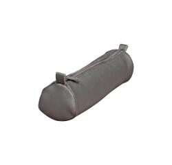 Trousse en cuir Age Bag petite ronde 18,5xØ4 cm - Gris