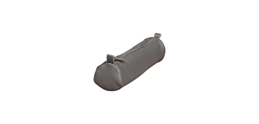Trousse en cuir Age Bag petite ronde 18,5xØ4 cm - Gris