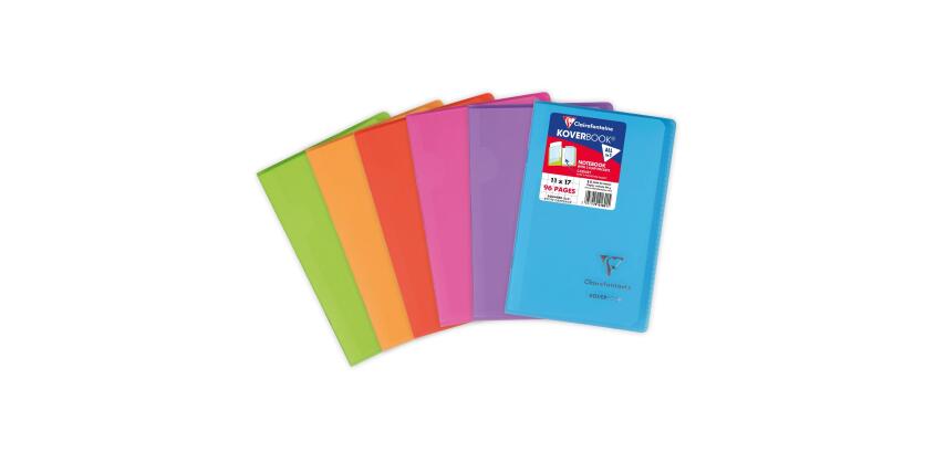Carnet piqué Koverbook 11x17cm 96 pages petits carreaux couverture polypropylène transparent - Assortis