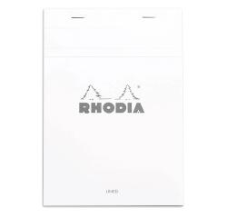 Gehefter Notizblock Rhodia No.16 A5 80 Blatt liniert mit Rand 80g - Weiß