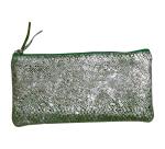 Céleste CUIR Trousse plate 22x11 cm Lazer Vert Argent