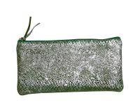 Celestial LEATHER Flat pocket 22x11 cm Lazer green silver