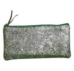 CELESTE LEDER Etui 22x11 cm - Groen/Zilver