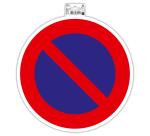 Panneau PP adhésif antidérapant Interdiction de stationner 30 cm - Rouge