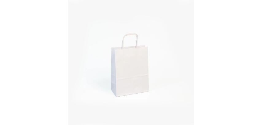 Paq.25 sacs kraft lisse, 16x8x21cm,Blanc - Blanc
