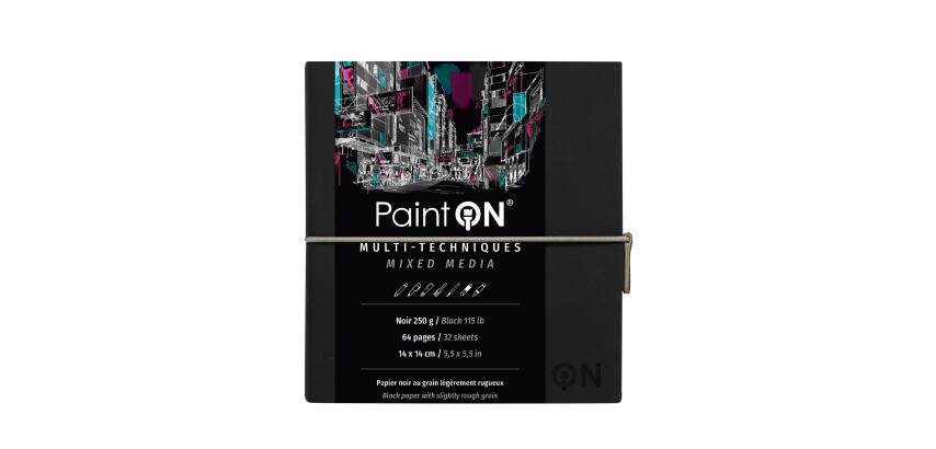 PaintON Noir carnet cousu 32F 14x14cm 250g - Noir
