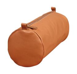 Leren etui Age Bag groot rond formaat 22xØ8 cm - Tabak