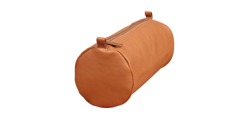 Trousse en cuir Age Bag Grande ronde 22xØ8 cm - Tabac