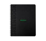 Greenbook cahier recyclé et recyclable en carte souple 350 g/m2 - A5+ 16 x 21 cm 160 pages Ligné perforation 6 trous - Papier Clairefontaine recyclé 90 g/m2 - Noir - New - Noir