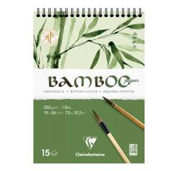 Bamboo, Spiralblock mit 15 Blatt Bambuspapier, 19x26 cm, 250g