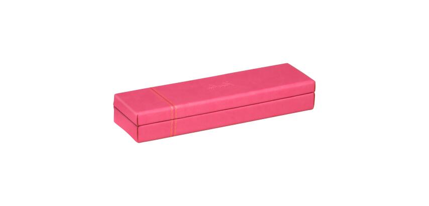 Rhodiarama pennendoos in Italiaans kunstleer 21x5,5x3 cm - Framboos