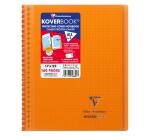 Cahier reliure intégrale enveloppante Koverbook 17x22cm 160 pages petits carreaux couverture polypropylène transparent - Assortis