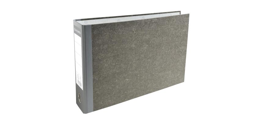 Registratore a leva A4 orizzontale carta marmorizzata, dorso balacron 80mm Grigio-dorso grigio - Grigio-dorso grigio
