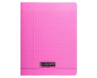 Cahier piqué 8000 POLYPRO 24x32 cm 48 pages grands carreaux 90 g - Rose