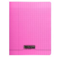 Cahier piqué 8000 POLYPRO 24x32 cm 48 pages grands carreaux 90 g - Rose