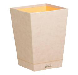 Rhodiarama prullenmand in Italiaans kunstleer 27x27x32 cm - Beige