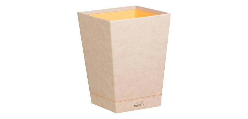 Rhodiarama corbeille à papier simili cuir italien 27x27x32 cm - Beige