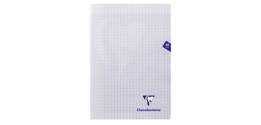 Cahier piqué Mimesys A4 48 pages grands carreaux couverture polypropylène - Incolore
