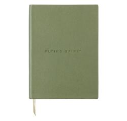 Carnet brochure cousue Flying Spirit A5 180 pages ligné couverture cuir lisse papier ivoire 90g - Kaki
