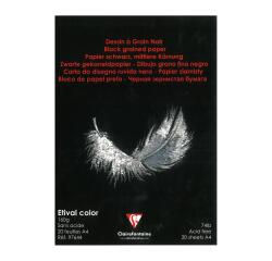 Etival Color, schwarzes Zeichenpapier A4, Block mit 20 Blatt 160g - Schwarz