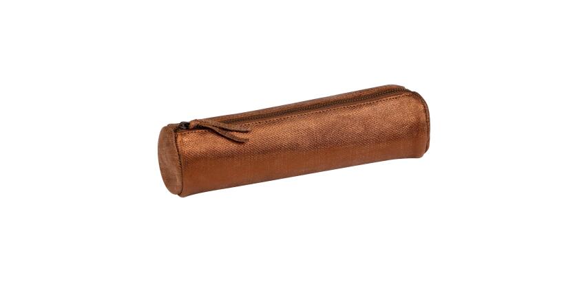 KLEO-PATHRA CUIR Trousse ronde Ø5,5x22 cm Bronze
