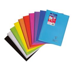Cahier reliure intégrale enveloppante Koverbook A4 160 pages grands carreaux couverture polypropylène transparent - Assortis