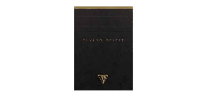 Bloc entoilé en-tête Flying Spirit Black A6 140 pages détachables ligné motifs assortis papier ivoire 90g - Noir