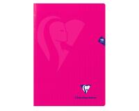 Cahier piqué Mimesys A4 48 pages grands carreaux couverture polypropylène - Rose