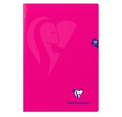 Cahier piqué Mimesys A4 48 pages grands carreaux couverture polypropylène - Rose