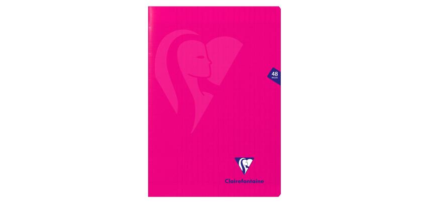 Cahier piqué Mimesys A4 48 pages grands carreaux couverture polypropylène - Rose
