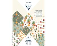 PAPIERS IMPRIMÉS, Bloc de 20 feuilles à motifs 160g/m2 au format A4 (21x29,7cm) + 1 idée créative - Noël vitaminé - Multicolore