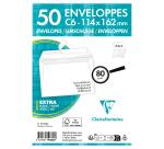 Paquet de 50 Enveloppes Blanches C6-114x162mm - Auto-Adhésives - 80g/m2 - Caisse de 2000 - Blanc