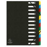 Trieur HARMONIKA® à fenêtres avec élastiques véritable carte lustrée 12 compartiments - Noir