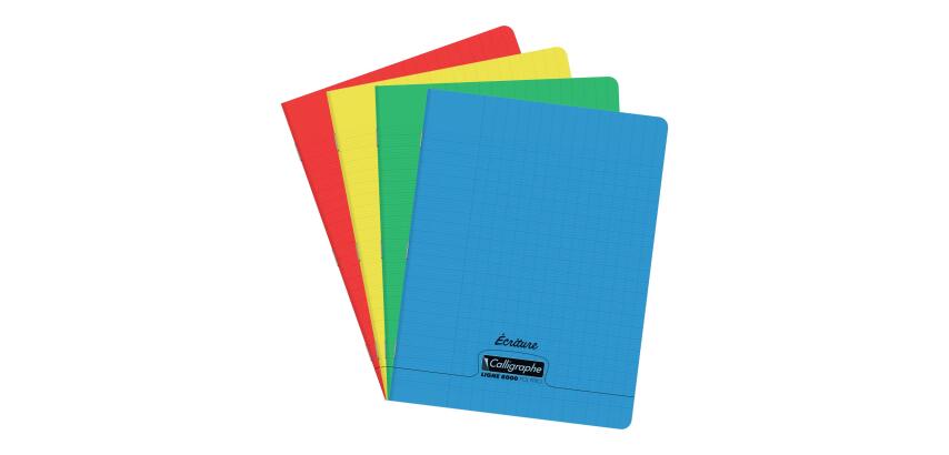 Cahier d'écriture piqué 8000 POLYPRO 17x22 cm 32 pages DL 3mm IV 90 g - Assortis
